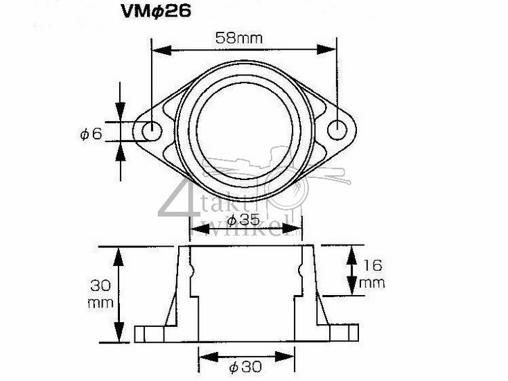 Caoutchouc de pipe d&#039;admission, Mikuni VM26, Kitaco