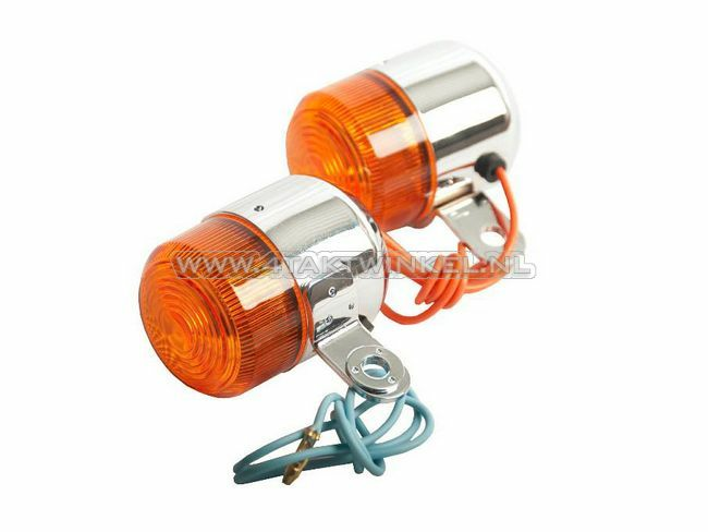 Clignotants, set, 2 pi&egrave;ces Dax style ancien, A chrome, orange