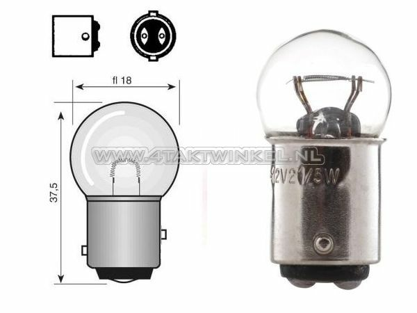 Feu arri&egrave;re double BAY15D, 12 volts, 18-5, watt, petite ampoule