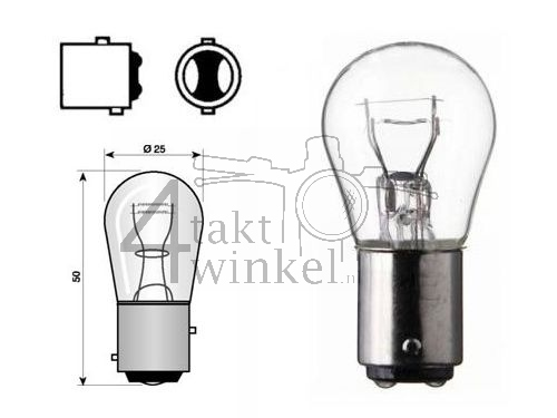 Feu arri&egrave;re double BAY15D, 6 volts, 18-5 watts