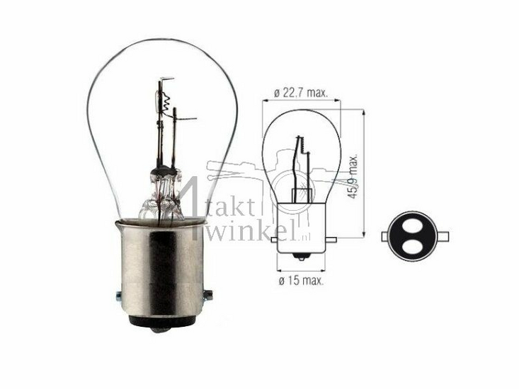 Phare BAX15D, double, 6 volts, 25-25 watts, convient pour SS50, CD50