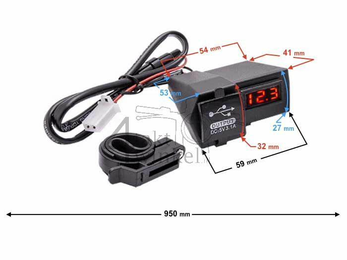 Chargeur USB avec 2 fonctions pour cyclomoteur 12 volts