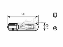 Ampoule W2, simple, 12 volts, 1,2 watt, enfichable