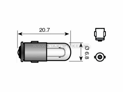 Ampoule BA7s, simple, 6 volts, 1,2 watt